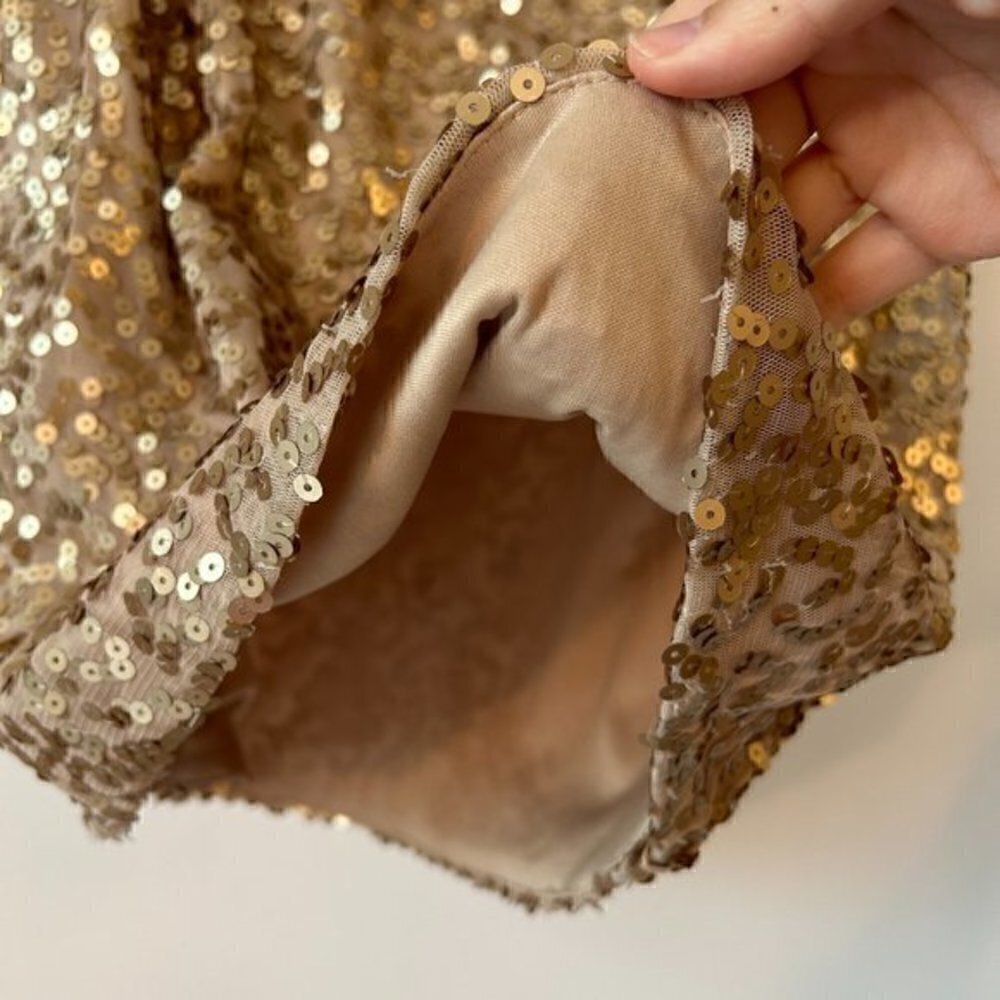 Eliza J. Gold Sequins Scoop Cocktail Dress Size 10 - Picture 5 of 7